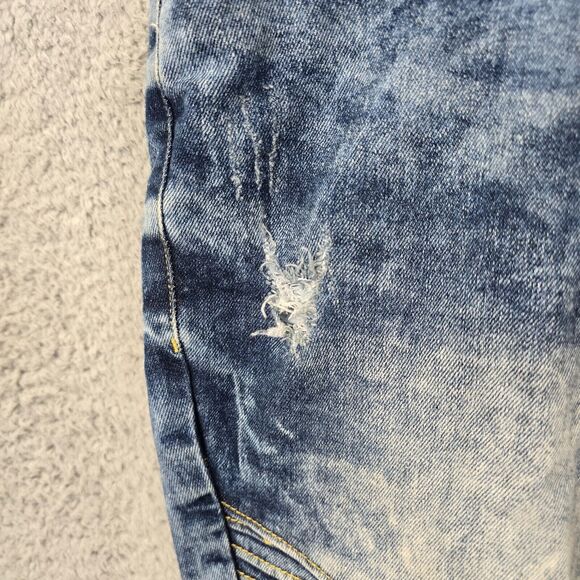 Southpole Men's Moto Skinny Jeans Blue Distressed Acid Wash Size 36x32 - Picture 11 of 16